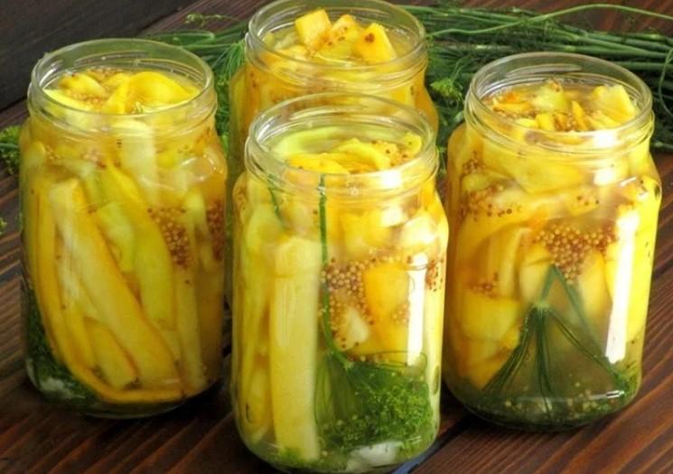Кабачки мариновані (на зиму) по-французьки з гірчицею