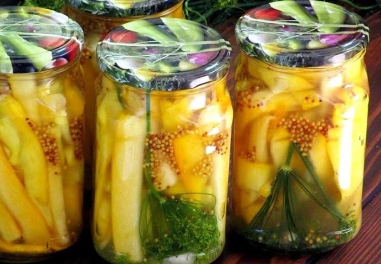 Кабачки мариновані (на зиму) по-французьки з гірчицею