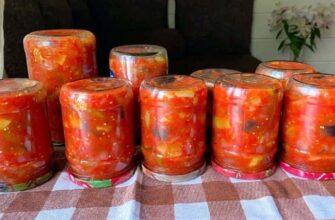 Салат із кабачків і баклажанів у томаті на зиму